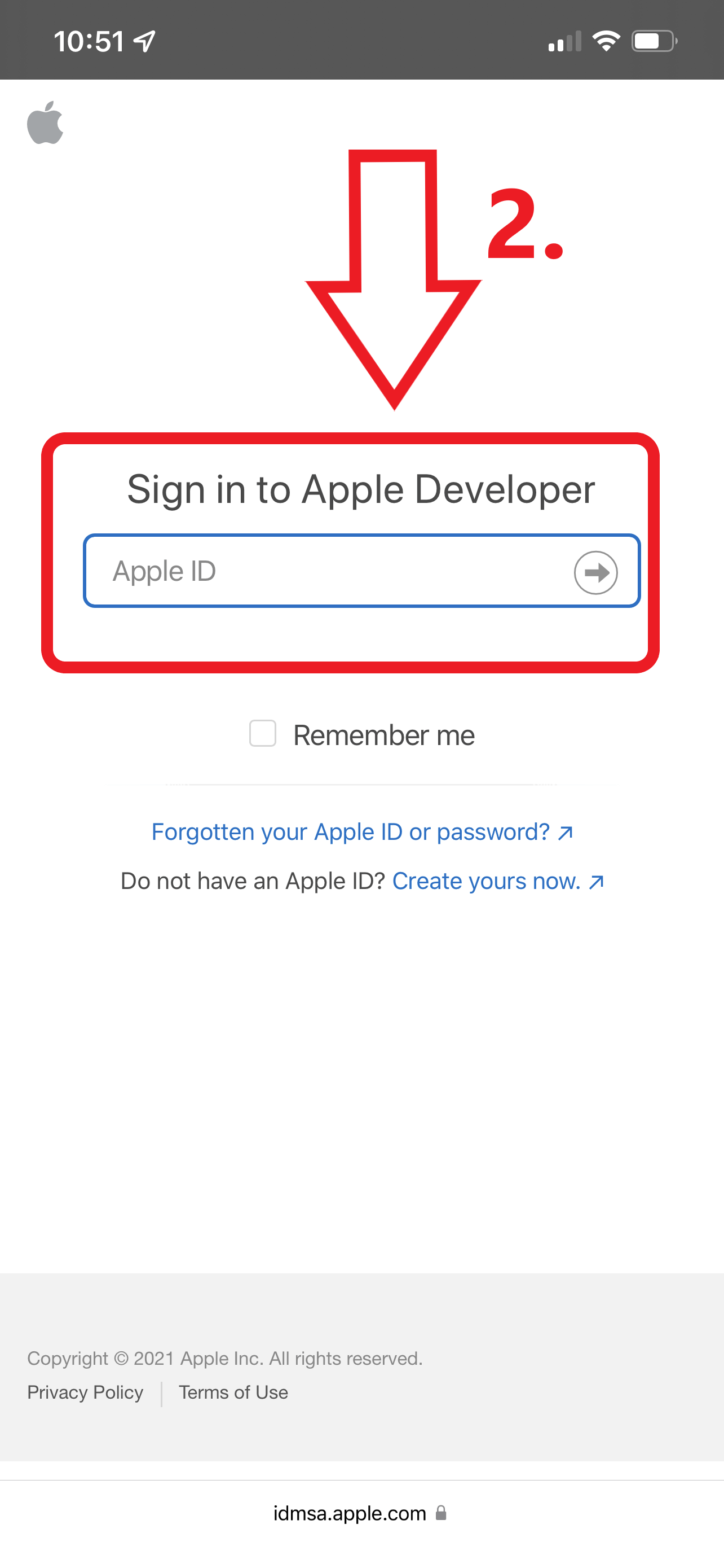 Login through developers.apple.com