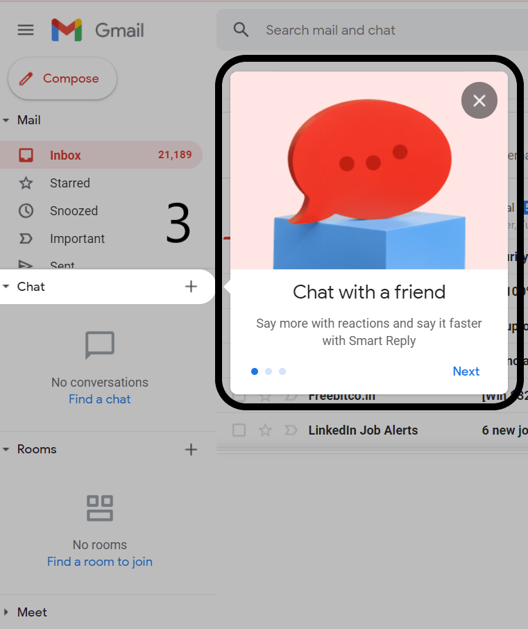 Chat with Friends - Welcome Pop-up 3 Asks to chat with friends