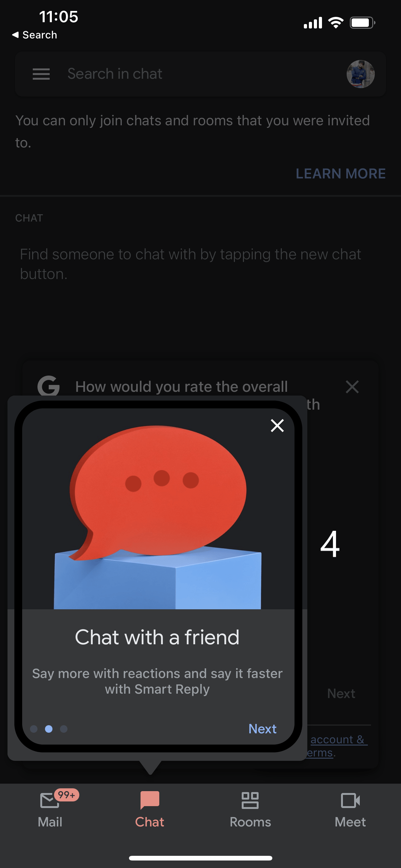 Chat with a friend on Android and iOS allows you to chat will your colleagues
