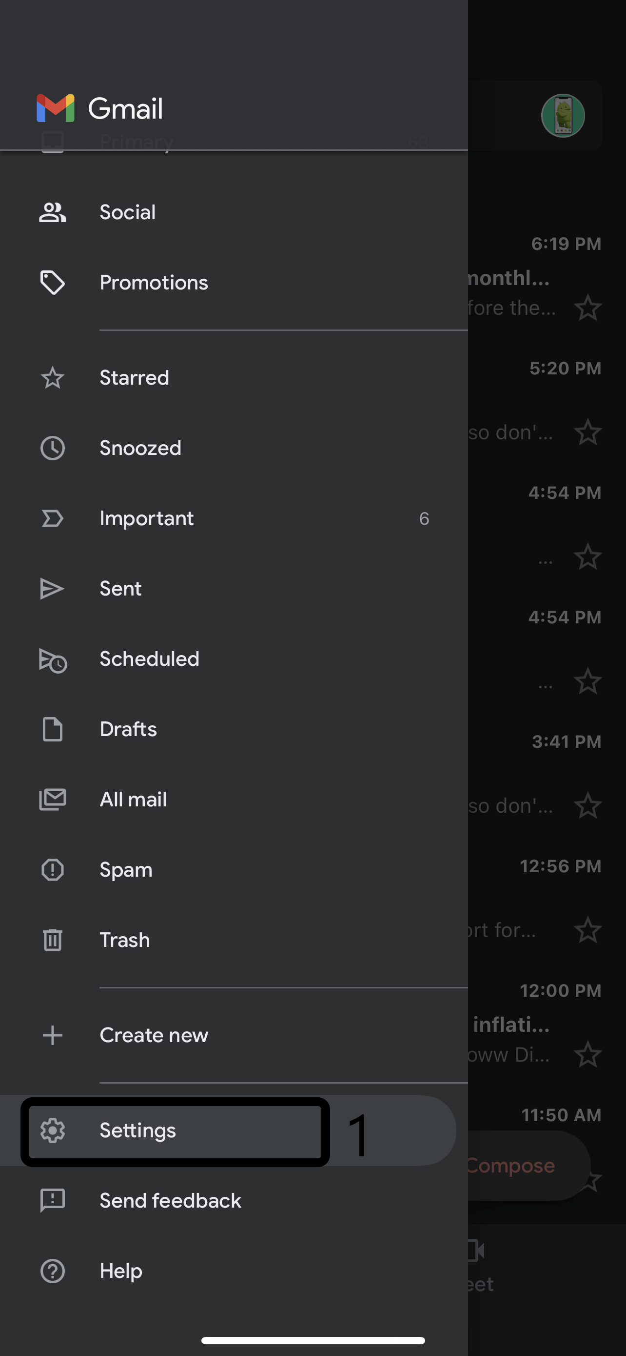 Open Gmail, and click on settings