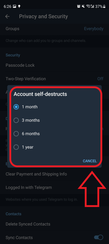 How to Delete Telegram Account? - Step 3