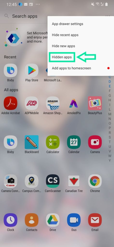 Hidden apps options is to hide the apps