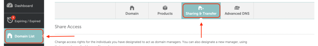 Check the Sharing and transfer tab. How to transfer domain from Namecheap to cloudlfare.