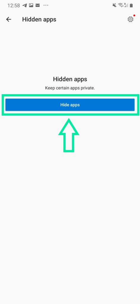 Hidden apps option to show hidden apps
