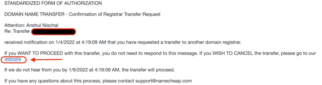 Accept og decline the transfer request to transfer from Namecheap tp cloud flare